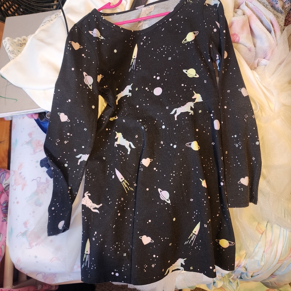 Girls unicorn space dress size s